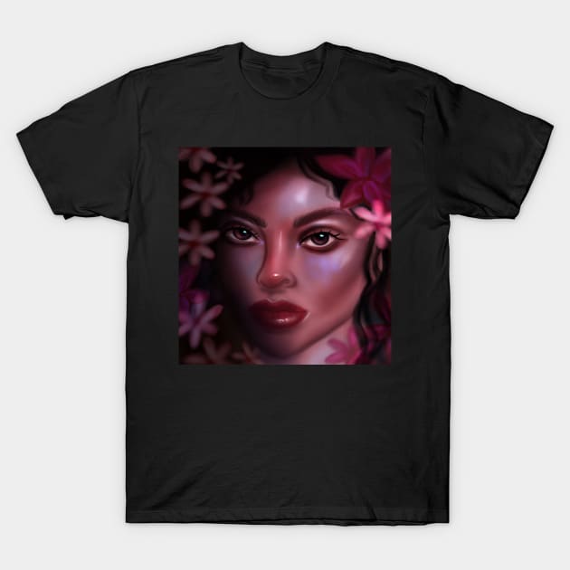 Rose Pink Girl with Pink Flowers T-Shirt by galaxieartshop